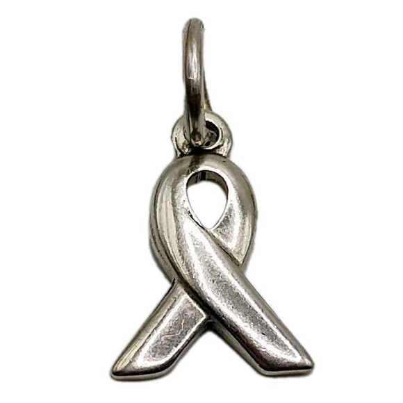 5/$25 Sterling Silver .925 AWARENESS RIBBON Charm Simple Pendant Cancer - Picture 1 of 3